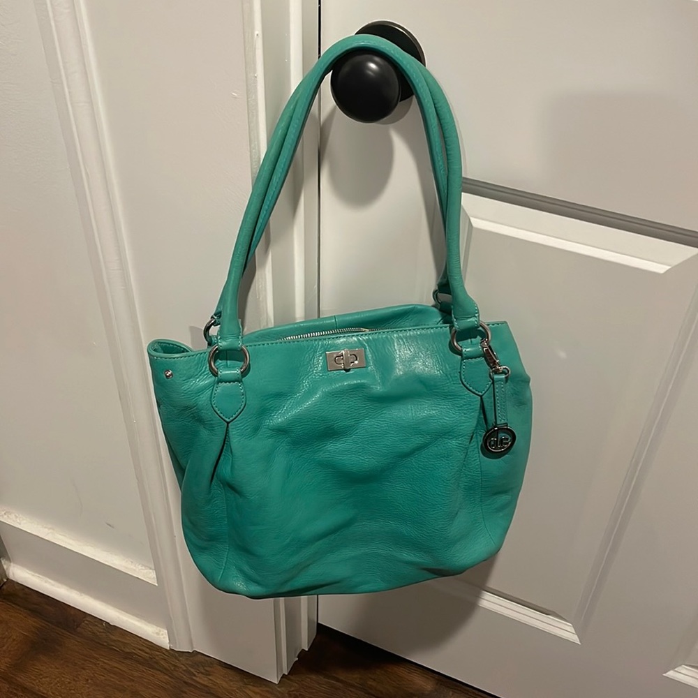 Teal leather purse